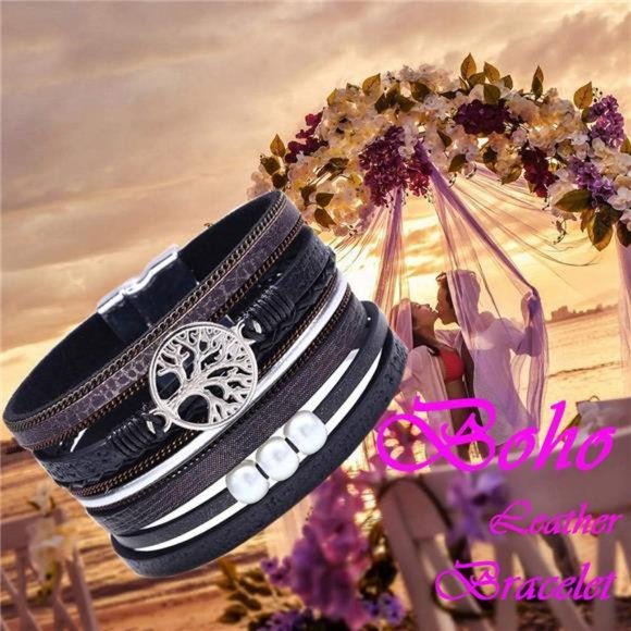 Inspirational Tree of Life Leather Bracelets for Women, Gifts for Teens Girls - Picture 8 of 9